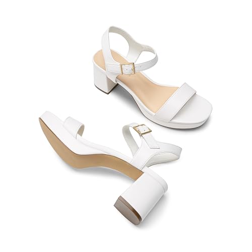 Women's Platform Heels Block Chunky Open Toe Ankle Strap Heel Fashion Wedding Party Dress Sandals Shoes