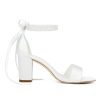 Block Heel Bridal Shoes Open Toe Wedding Shoes for Bride Pearl Heels Wedding Sandals