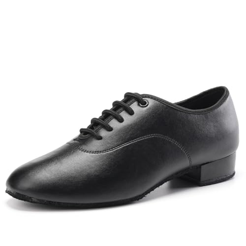 Men's Latin Dance Shoes Leather Lace-up Salsa Tango Ballroom Modern Professional Performance Practice Dance Shoes