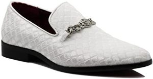 SPK05 Men's Vintage Satin Silky Floral Print Embroidery Loafers Slip On Shoes Classic Tuxedo Dress Shoes