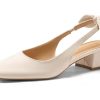 Womens Chunky Low Heels Bow Slingback Pumps Closed Square Toe Wedding Party Dress Shoes
