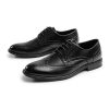 Mens Classic Dress Oxfords, Wingtip Prince Modern Formal Lace Up Shoes, Round Toe, TPR Outsole