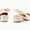 Womens Chunky Low Heels Bow Slingback Pumps Closed Square Toe Wedding Party Dress Shoes