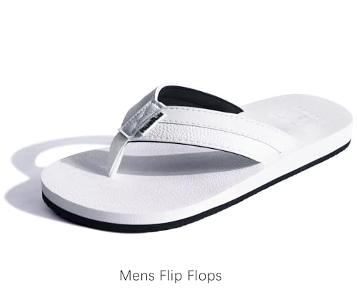 Men's Yoga Mat Leather Flip Flops with Arch Support Comfortable Cushion Walking Thong Sandals Slip On Indoor Outdoor