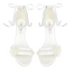 Pearl Heels Wedding Shoes for Bride Open Toe Bridal Shoes Block Heel Wedding Sandals