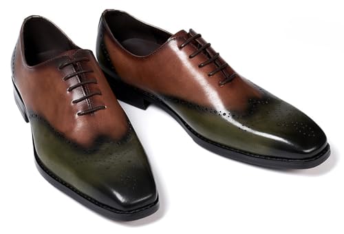 Mens Oxfords Formal Dress Suit Shoes Men's Fashion Modern Genunie Leather Wingtip Brogues Derby Prom Wedding Business Causal Two