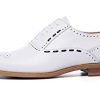 Mens White Oxfords Formal Dress Shoes - Genuine Leather Classic Round Toe Wingtip Brogue Lace Up Derby Shoes for Wedding