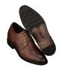 Men's Invisible Height Increasing Elevator Shoes - Dark Brown Premium Leather Lace-up Micro-Perforated Formal Derby Oxfords -