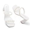 Women's Square Open Toe Heeled Sandals Two Strap Mules Slip On Block Chunky Mid Heels Sandals