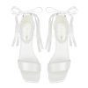 Block Heel Bridal Shoes Open Toe Wedding Shoes for Bride Pearl Heels Wedding Sandals