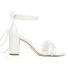 Pearl Heels Wedding Shoes for Bride Open Toe Bridal Shoes Block Heel Wedding Sandals