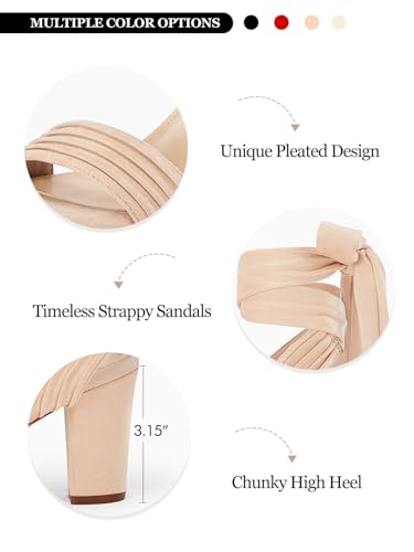Womens Strappy High Heels Chunky Heeled Sandals Bow Tie Lace Up Open Toe Pumps Dress Wedding Comfortable Shoes