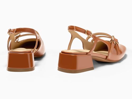 Womens Mary Jane Chunky Low Heels Slingback Pumps Closed Square Toe Wedding Dress Shoes