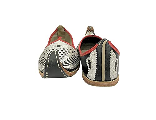 Punjabi Jutti for Men Leather Sliver Balck Rewari Shoes Khussa Traditional Loafers Slipon Handmade Jootis