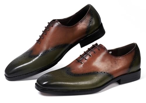 Mens Oxfords Formal Dress Suit Shoes Men's Fashion Modern Genunie Leather Wingtip Brogues Derby Prom Wedding Business Causal Two