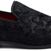 SPK35 Men's Vintage Velvet Flower Designer Dress Loafers Slip On Shoes Classic Tuxedo Dress Shoes