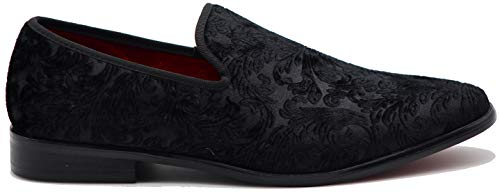 SPK35 Men's Vintage Velvet Flower Designer Dress Loafers Slip On Shoes Classic Tuxedo Dress Shoes