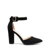 Women's Chunky High Heels Dress Pumps Closed Pointed Toe Block Ankle Strap Shoes for Wedding Party