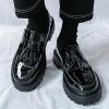 Tassel Loafers for Men's Patent Leather Platform Dress Shoes Chunky Block Heel Heighten Non-Slip Lug Sole Slip On Big Toe Formal