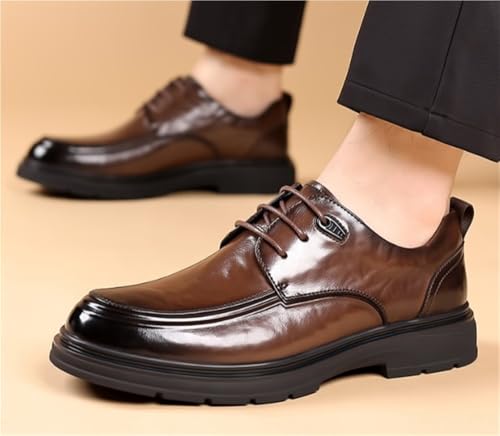 Retro Dress Oxford Men's Lace-Up Comfortable Fashion Round Toe Chunky Heel Business Casual Modern Work Wedding Shoes