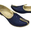 Men's Punjabi Jutti Blue Bridal Traditional Wedding Shoes Flat Mojari Khussa Handmade Ethnic Indian Juti