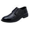 Dress Oxford Formal Shoes for Mens Lace-up Breathable Business Synthetic Leather Prom Wedding Slip Resistant Block Heel Rubber