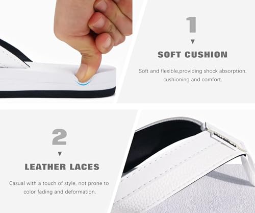 Men's Yoga Mat Leather Flip Flops with Arch Support Comfortable Cushion Walking Thong Sandals Slip On Indoor Outdoor