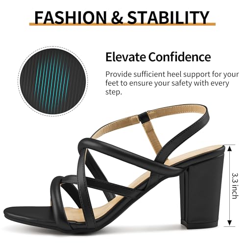Chunky Heels for Women Prom: Comfortable Strappy Open Toe Heeled Sandals - Ankle Strap Wedding Dress Heel Shoes