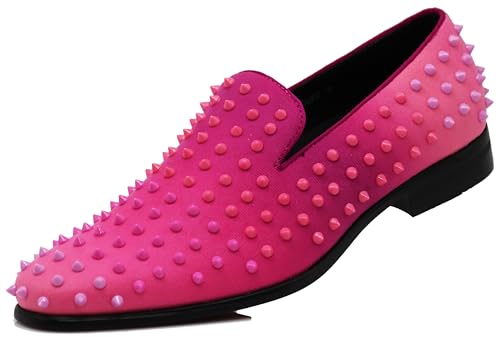 USOP Men's Fashion Spike Gradient Dress Loafers Slip On Shoes Classic Tuxedo Dress Shoes