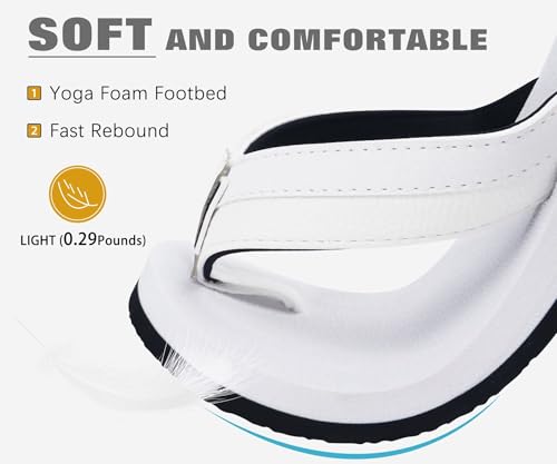 Men's Yoga Mat Leather Flip Flops with Arch Support Comfortable Cushion Walking Thong Sandals Slip On Indoor Outdoor