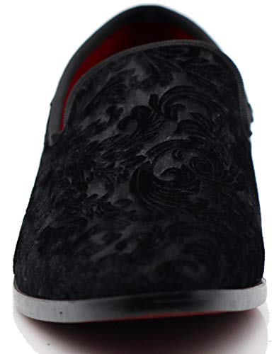 SPK35 Men's Vintage Velvet Flower Designer Dress Loafers Slip On Shoes Classic Tuxedo Dress Shoes