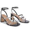 Womens Rhinestone Sandals Ankle Strap Square Toe Dressy Heels Shoes for Party Wedding Dressy Dating
