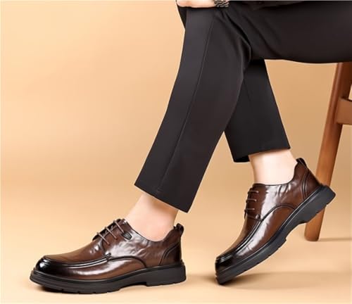 Retro Dress Oxford Men's Lace-Up Comfortable Fashion Round Toe Chunky Heel Business Casual Modern Work Wedding Shoes