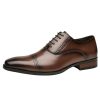 Mens Dress Oxford Formal Shoes Lace-up Casual Pointed Toe Patent Leather Anti-slip Non Slip Rubber Sole Block Heel Low Top