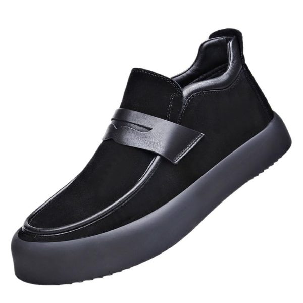 Party Loafers for Men's Pu Leather Uniform Solid Color Block Heel Shoe for Casual Wedding Party Prom Slip-on
