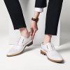 Mens White Oxfords Formal Dress Shoes - Genuine Leather Classic Round Toe Wingtip Brogue Lace Up Derby Shoes for Wedding