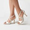 Sandals for Women Peep Toe High Heels Cross Strappy Wedding Evening Dress Shoes Buckle Stain