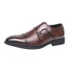 Double Monk Oxford Dress Shoes for Mens Classic Evening Slip On Business Tuxedo Wedding Non Slip Block Heel Anti-Slip Slip