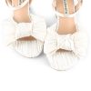 Women's Bow Knot Heeled Sandals Open Toe High Block Ankle Strap Chunky Heels Bride Wedding Shoes