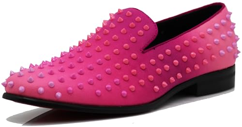 USOP Men's Fashion Spike Gradient Dress Loafers Slip On Shoes Classic Tuxedo Dress Shoes