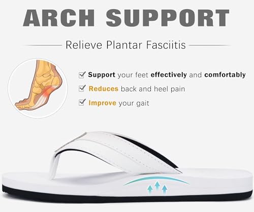 Men's Yoga Mat Leather Flip Flops with Arch Support Comfortable Cushion Walking Thong Sandals Slip On Indoor Outdoor