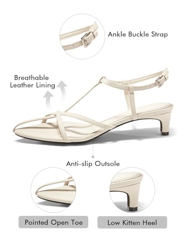 Womens Dress Sandals Strappy Low Kitten Heels Pointed Open Toe Summer Beach Shoes