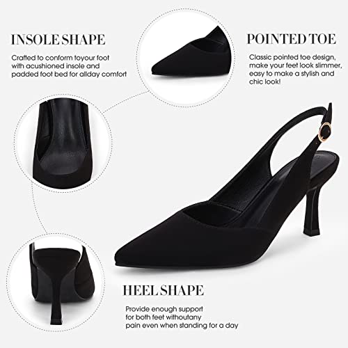 Women's Slingback Kitten Heels Closed Pointed Toe Wedding Party Dress Pumps Shoes