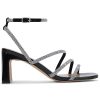 Womens Rhinestone Sandals Ankle Strap Square Toe Dressy Heels Shoes for Party Wedding Dressy Dating