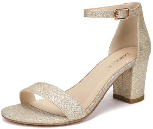 Women's Heeled Sandals Open Toe Ankle Strap 2.5-Inch Chunky Heels Dress Shoes Wide Feet Friendly