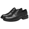 Dress Formal Shoes for Mens Lace-up Cap Toe Design Wedding Non Slip Low Top Block Heel Height Increasing Shoe Vegan Leather