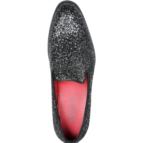 Men Dress Shoe Prom Slip on Loafer Tuxedo Shoe Classic Metallic Glitter for Wedding Prom Party Black Gold Silver