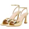 High Heels for Women Pointed Open Toe Strappy Chunky Block Heels Ankle Strap Stiletto Kitten Heeled Sandals Wedding Bridal Party