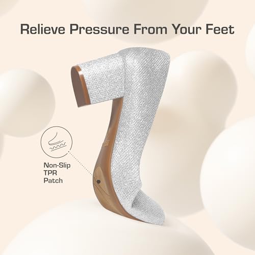 Women's Pumps Low Chunky Block Heel Dress Shoes Closed Round Toe Comfortable Heels