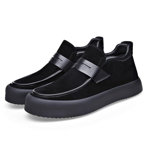 Party Loafers for Men's Pu Leather Uniform Solid Color Block Heel Shoe for Casual Wedding Party Prom Slip-on